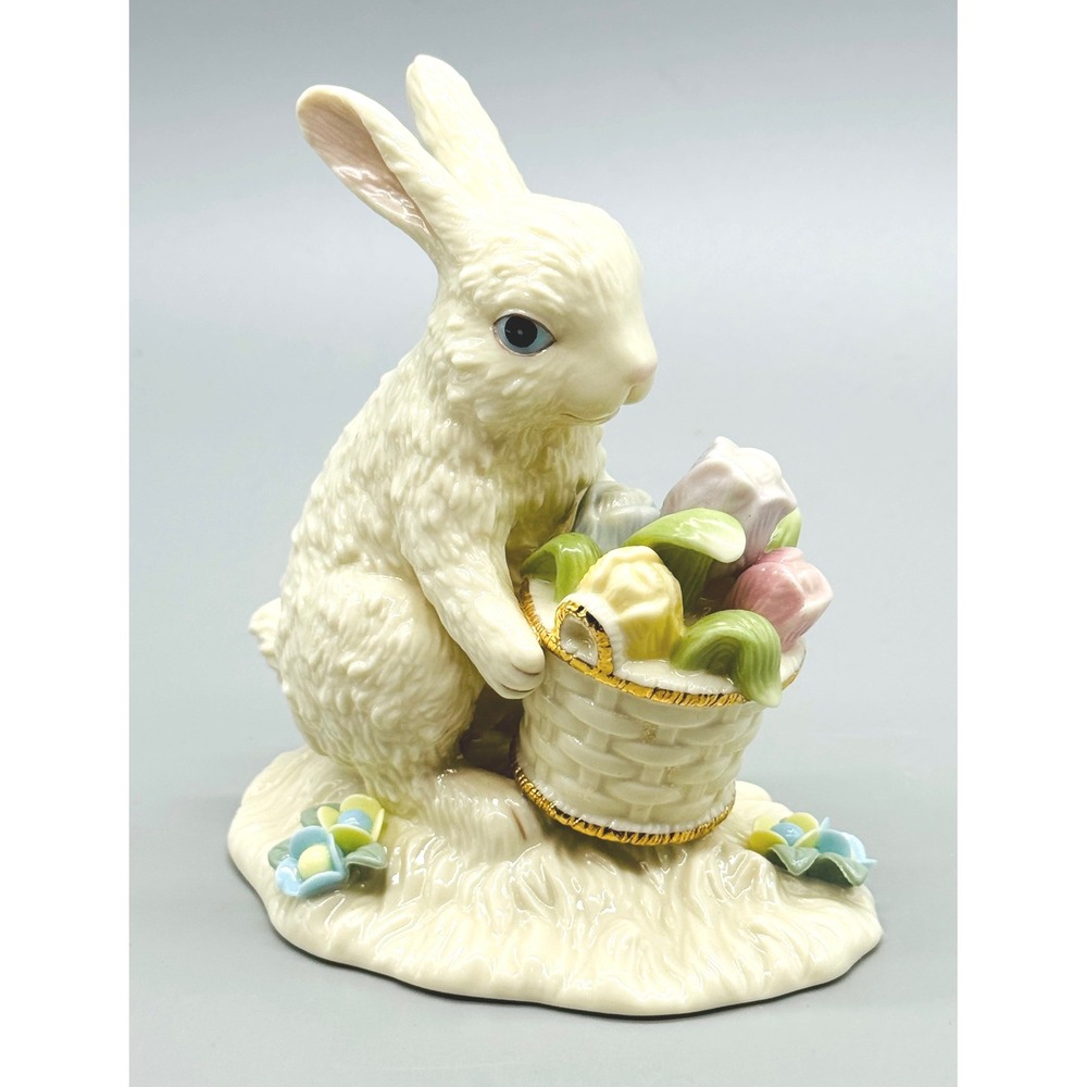 Lenox Figurine Easter‎ Bunny Basket Of Tulips Store Exclusive 5.5 inch